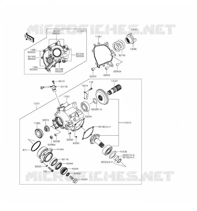 PIGNON CONIQUE AVANT Kawasaki MOTOS 1400 2016 CONCOURS 14 ABS  ZG1400EGF