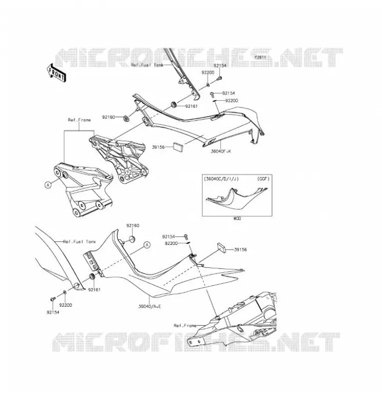 CACHE LAT&Eacute;RAL Kawasaki MOTOS 1000 2016 Z1000 ABS  ZR1000GGF