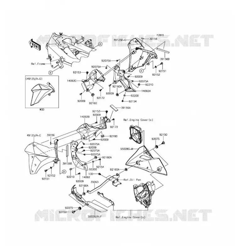 CARENAGE INFERIEUR Kawasaki MOTOS 800 2016 Z800 ABS  ZR800BGF