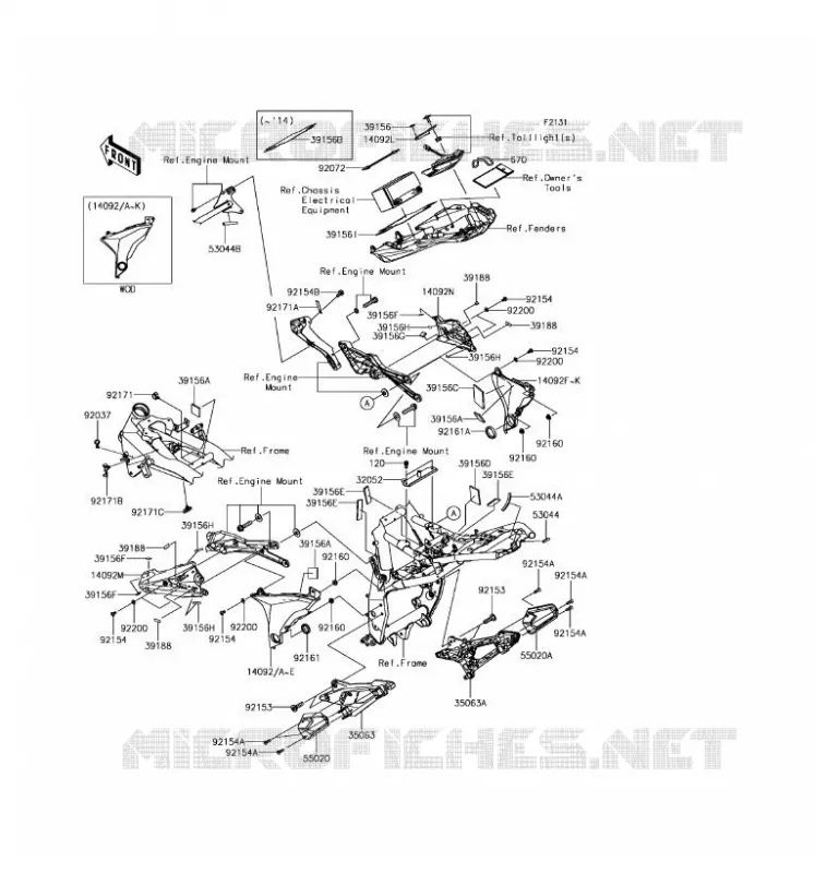 PIECE DE CADRE (COUVERTURE) Kawasaki MOTOS 800 2016 Z800 ABS  ZR800BGF