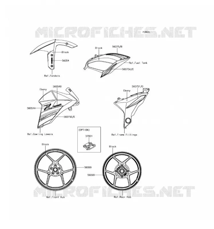 STICKER(EBONY) Kawasaki MOTOS 800 2016 Z800 ABS  ZR800BGF