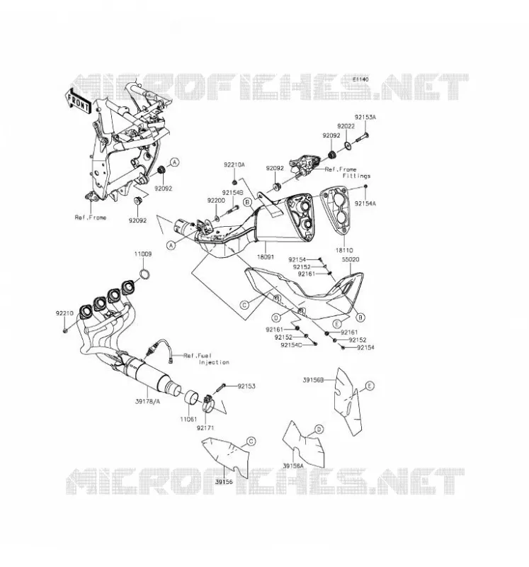 &Eacute;CHAPPEMENT Kawasaki MOTOS 800 2016 Z800  ZR800CGFA