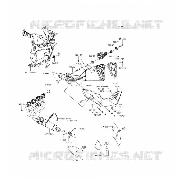 &Eacute;CHAPPEMENT Kawasaki MOTOS 800 2016 Z800  ZR800CGFA
