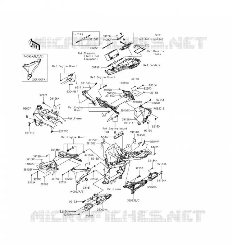 PIECE DE CADRE (COUVERTURE) Kawasaki MOTOS 800 2016 Z800 ABS  ZR800DGF