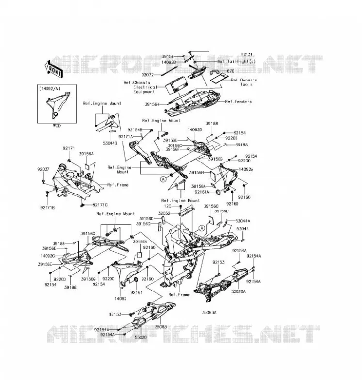 PIECE DE CADRE (COUVERTURE) Kawasaki MOTOS 800 2016 Z800 ABS  ZR800FGF