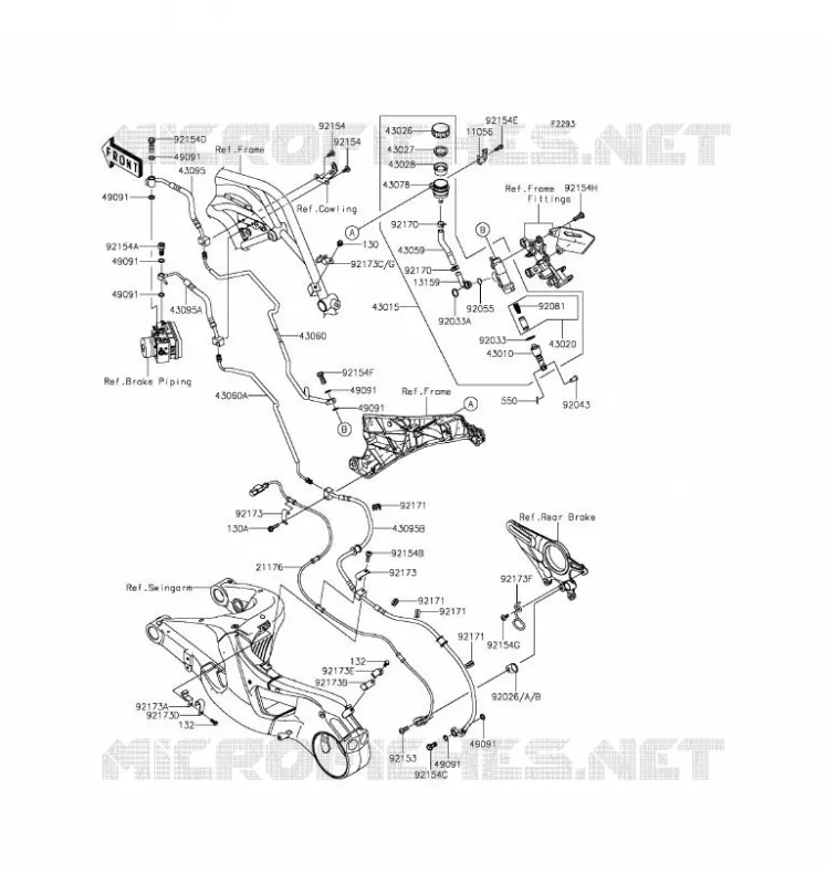MAITRE CYLINDRE ARRI&Egrave;RE Kawasaki MOTOS 1000 2016 NINJA H2R  ZX1000PGF