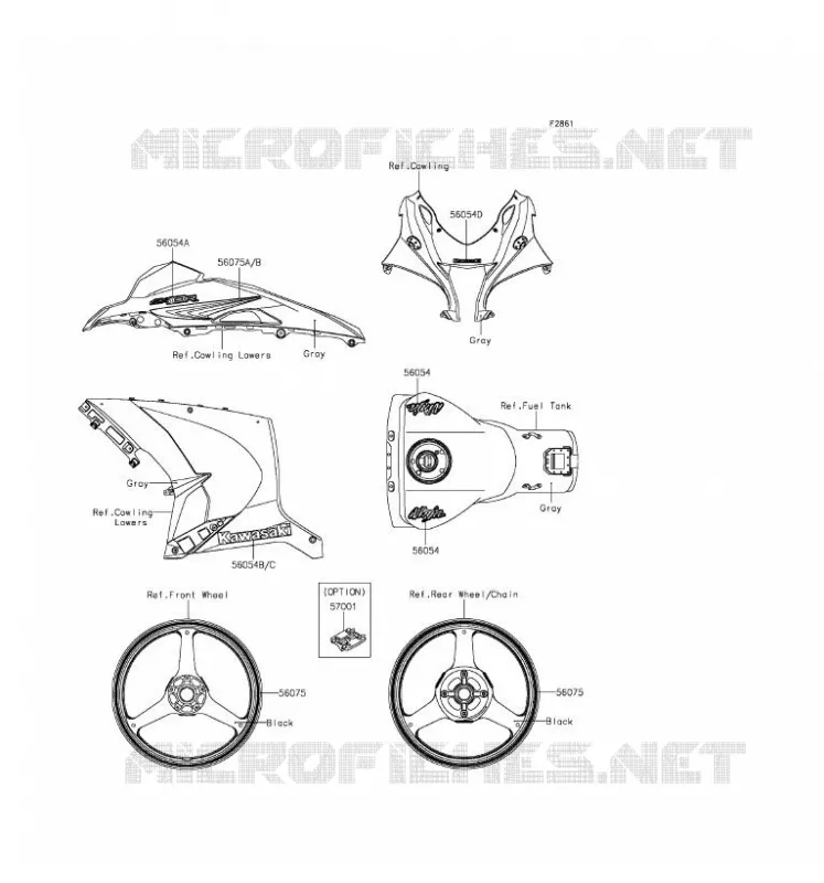 STICKER(GRAY) Kawasaki MOTOS 1000 2016 NINJA ZX-10R ABS  ZX1000SGF