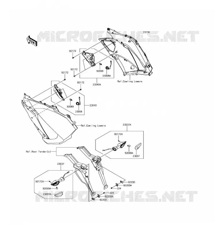 CLIGNOTANTS Kawasaki MOTOS 1000 2017 Z1000SX  ZX1000WHF