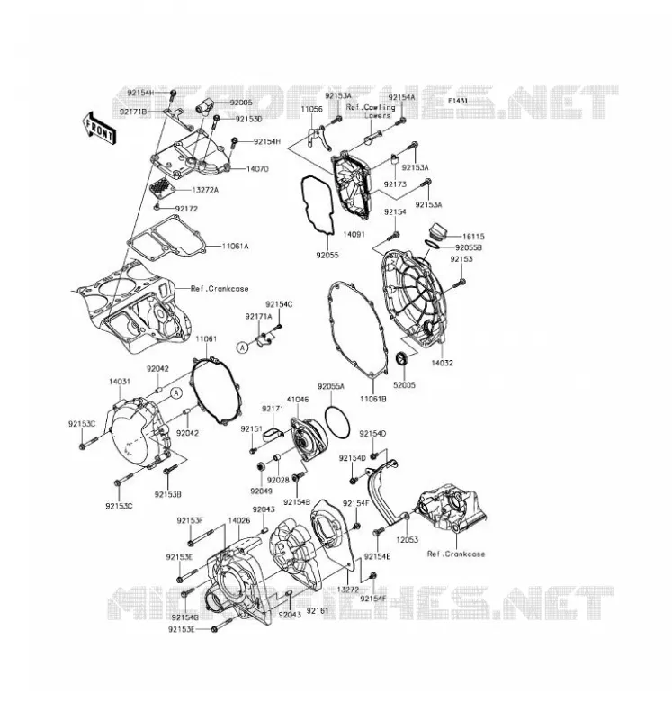 COUVERCLES MOTEUR Kawasaki MOTOS 1400 2017 ZZR1400 ABS  ZX1400HHF