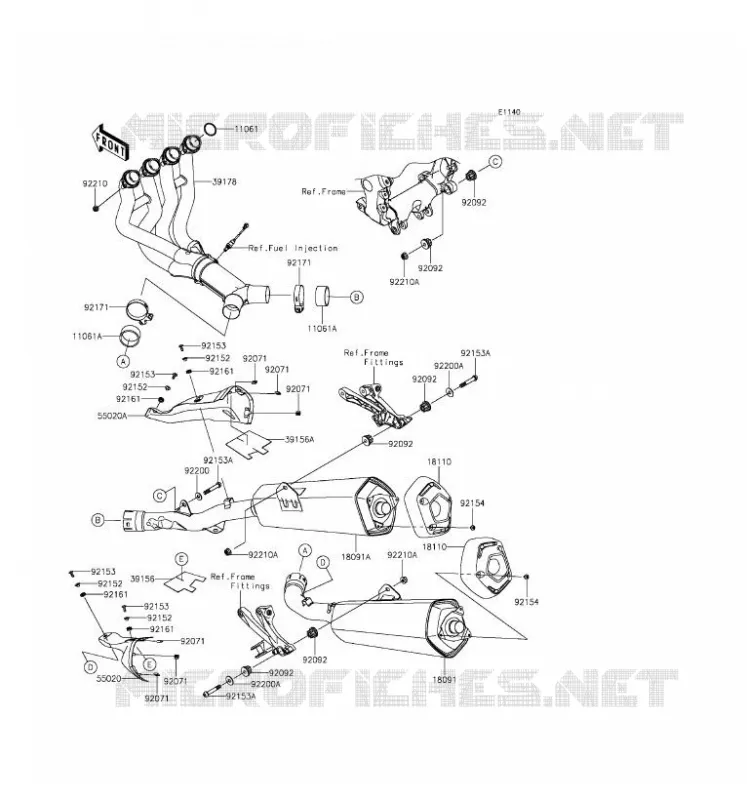 &Eacute;CHAPPEMENT Kawasaki MOTOS 1400 2016 NINJA ZX-14R ABS  ZX1400JGF