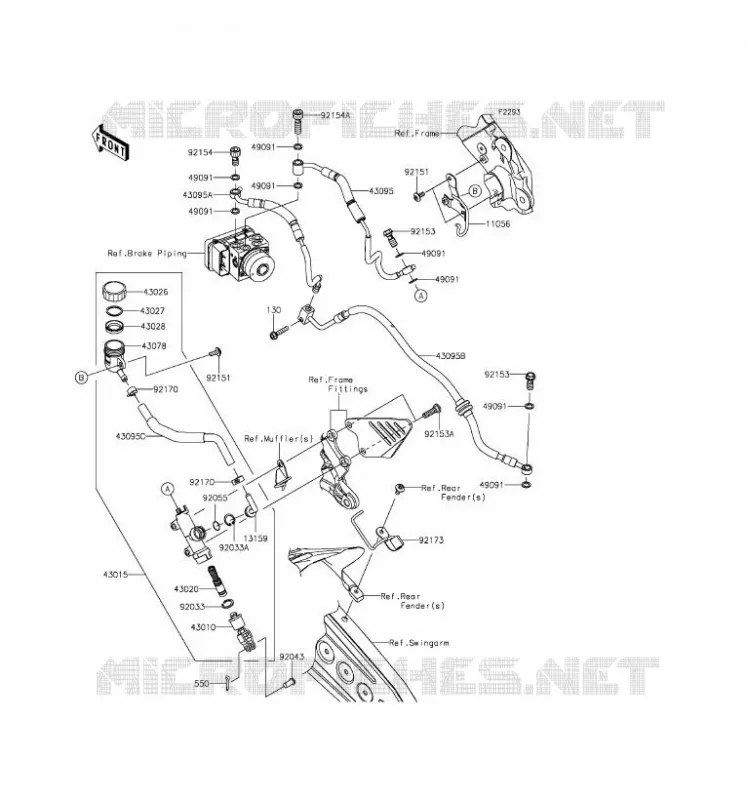 MAITRE CYLINDRE ARRI&Egrave;RE Kawasaki MOTOS 636 2016 NINJA ZX-6R ABS  ZX636FGF