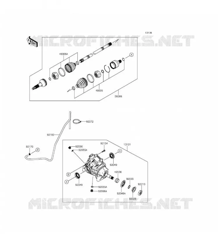 ARBRE DE TRANSMISSION-AVANT Kawasaki SSV 1000 2016 MULE PRO-DX  KAF1000EGF