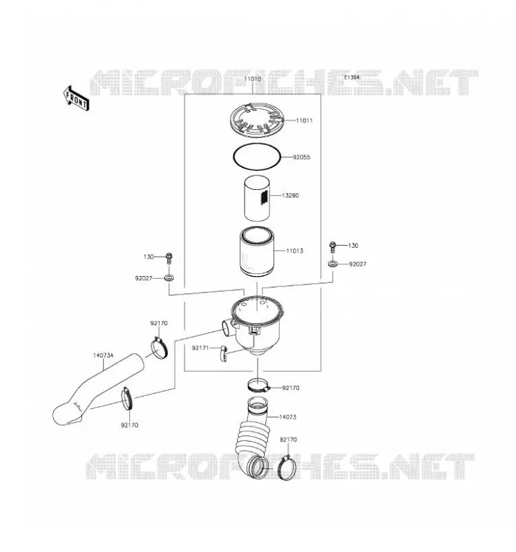 FILTRE A AIR - CONVERTISSEUR Kawasaki SSV 400 2016 MULE 600  KAF400BGF