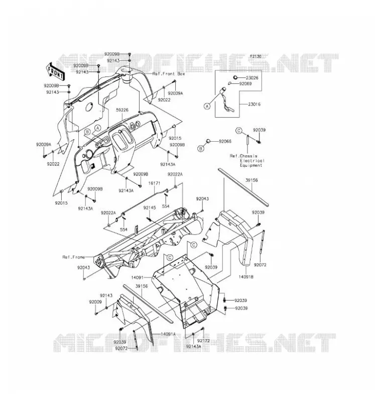 PIECE DE CADRE(AVANT) Kawasaki SSV 400 2016 MULE 600  KAF400BGF