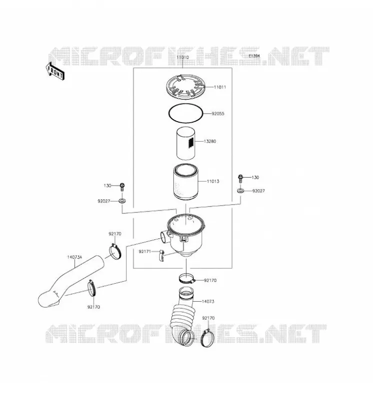 FILTRE A AIR - CONVERTISSEUR Kawasaki SSV 400 2016 MULE 610 4X4 XC  KAF400DGF