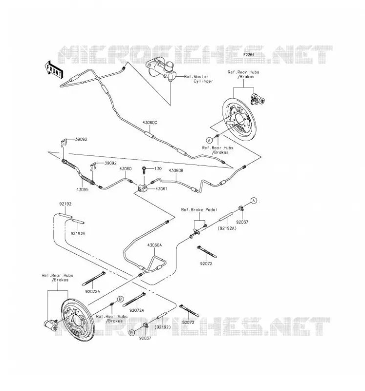 FLEXIBLE DE FREIN ARRIERE Kawasaki SSV 400 2016 MULE 610 4X4 XC  KAF400DGF