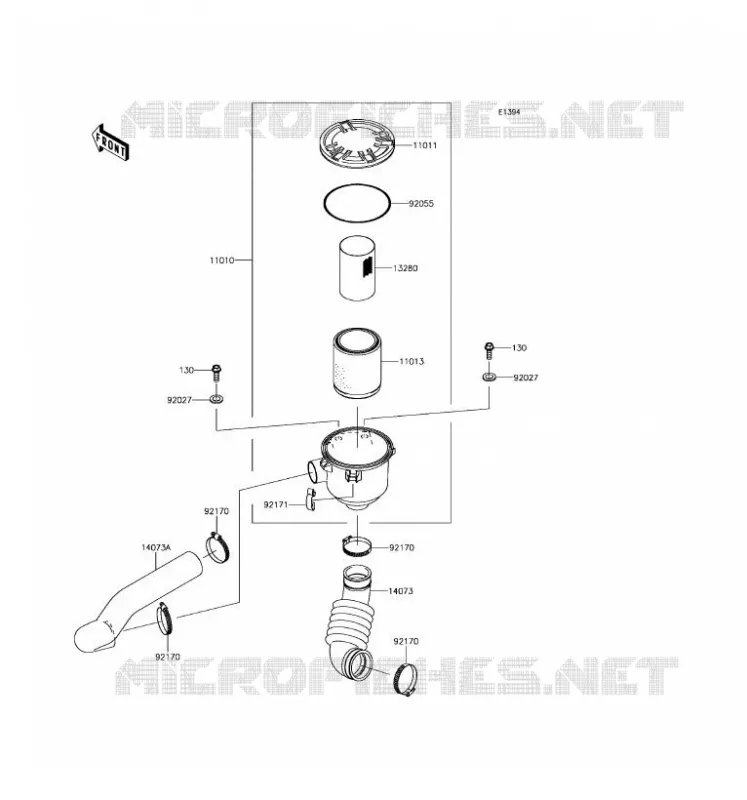 FILTRE A AIR - CONVERTISSEUR Kawasaki SSV 400 2017 MULE SX  KAF400HHS