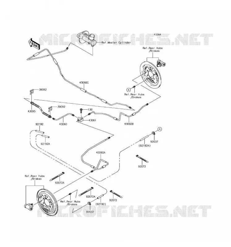 FLEXIBLE DE FREIN ARRIERE Kawasaki SSV 400 2017 MULE SX  KAF400HHS
