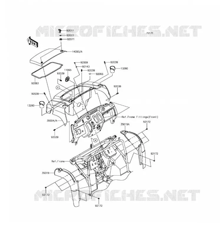 GARDE BOUE AVANT Kawasaki SSV 400 2017 MULE SX  KAF400JHF
