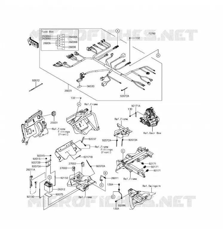 CHASSIS EQUIPMENT ELECTRIQUE Kawasaki SSV 400 2017 MULE SX  KAF400JHF