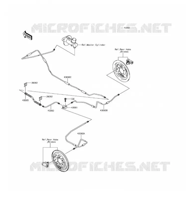 FLEXIBLE DE FREIN ARRIERE Kawasaki SSV 400 2017 MULE SX  KAF400JHF