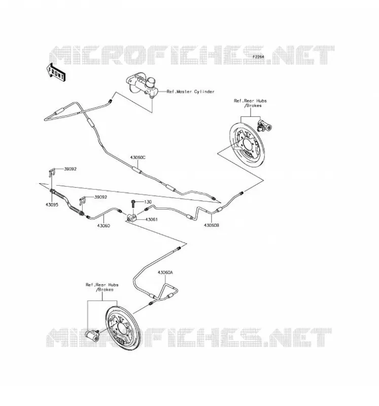 FLEXIBLE DE FREIN ARRIERE Kawasaki SSV 400 2017 MULE SX  KAF400JHS
