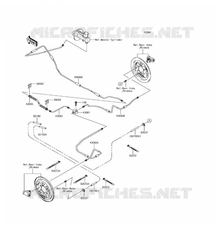 FLEXIBLE DE FREIN ARRIERE Kawasaki SSV 400 2017 MULE SX  KAF400KHS