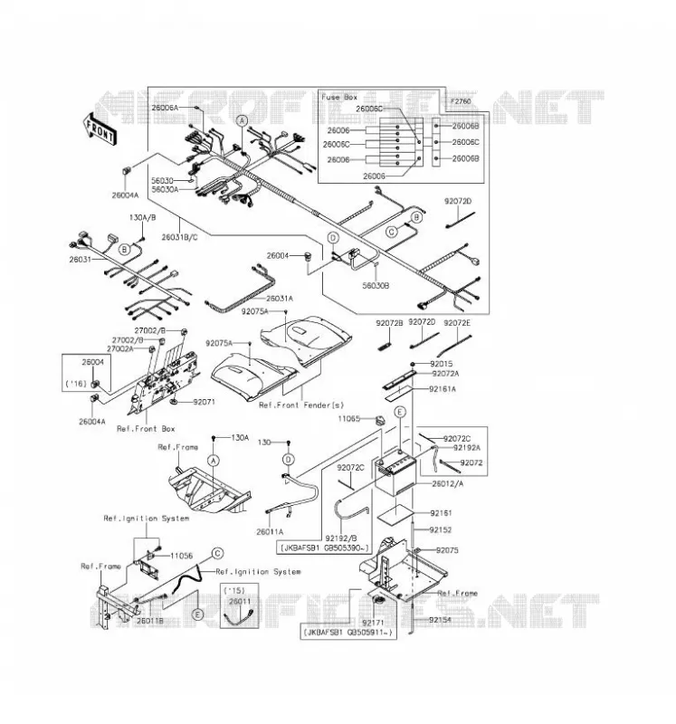 CHASSIS EQUIPMENT ELECTRIQUE Kawasaki SSV 820 2016 MULE PRO-FXT  KAF820BGF