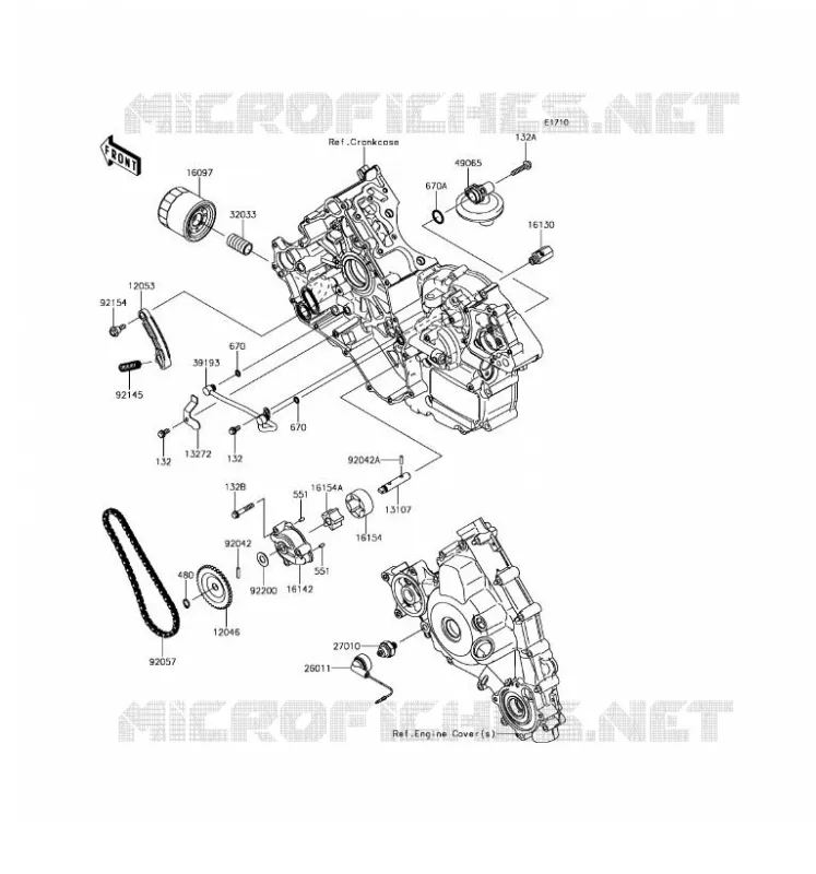 POMPE A HUILE/FILTRE &Agrave; HUILE Kawasaki SSV 800 2016 TERYX LE  KRF800GGF
