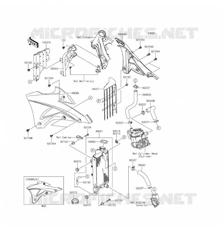 RADIATEUR Kawasaki TOUT-TERRAIN 85 2017 KX85  KX85CHF