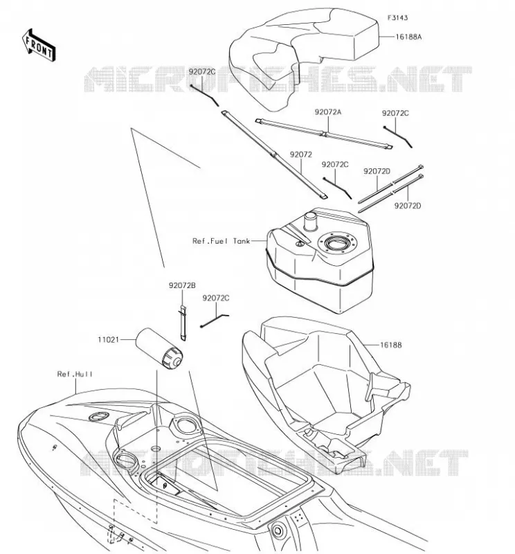 PIECE COQUE Kawasaki JET SKI 1500 2018 JET SKI SX-R  JS1500AJF