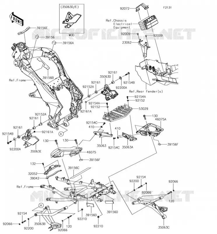 PIECE DE CADRE (COUVERTURE) Kawasaki MOTOS 1000 2018 VERSYS 1000  KLZ1000BJF
