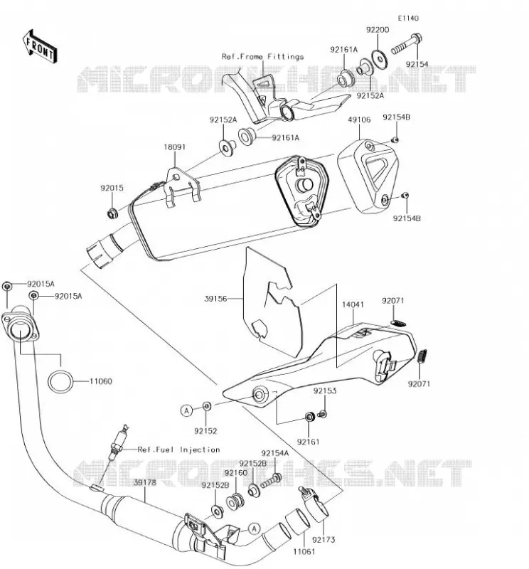 &Eacute;CHAPPEMENT Kawasaki MOTOS 250 2017 Z250SL  BR250FHF