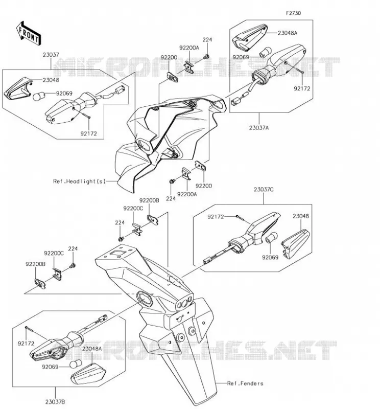 CLIGNOTANTS Kawasaki MOTOS 125 2018 Z125 PRO  BR125JJS