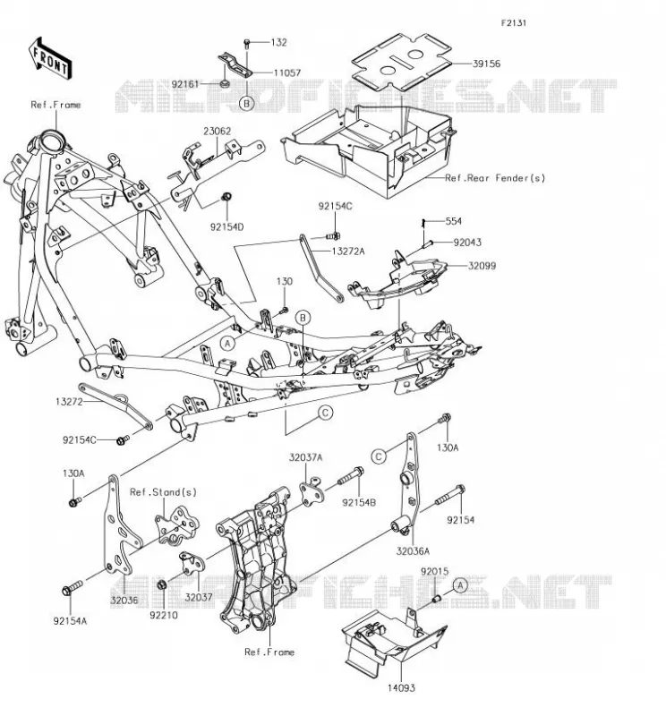 PIECE DE CADRE (COUVERTURE) Kawasaki MOTOS 400 2018 NINJA 400  EX400GJF