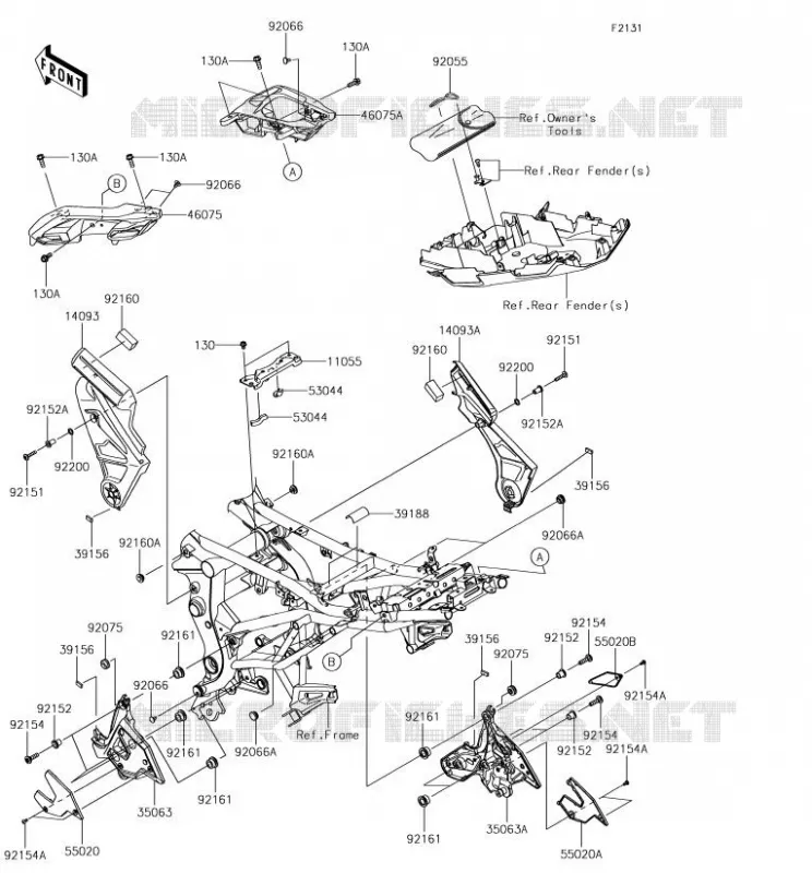 PIECE DE CADRE (COUVERTURE) Kawasaki MOTOS 650 2018 VERSYS 650  KLE650FJF