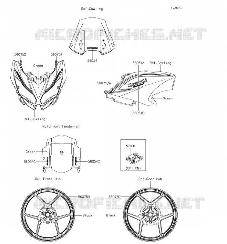 Decals(Green)(FJF) Kawasaki MOTOS 650 2018 VERSYS 650  KLE650FJF