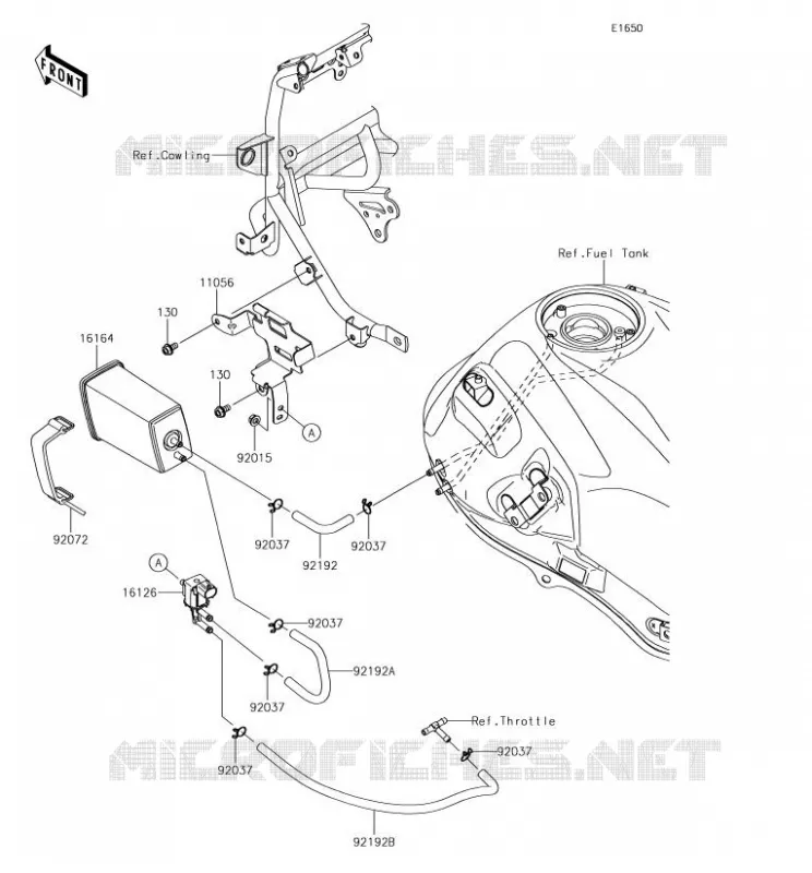 SYSTEME D'EVAPORATION CARBURANT(CA) Kawasaki MOTOS 650 2018 VERSYS 650  KLE650FJF