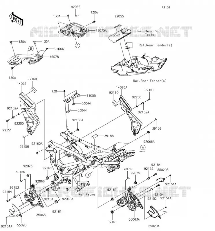 PIECE DE CADRE (COUVERTURE) Kawasaki MOTOS 650 2018 VERSYS 650  KLE650FJF