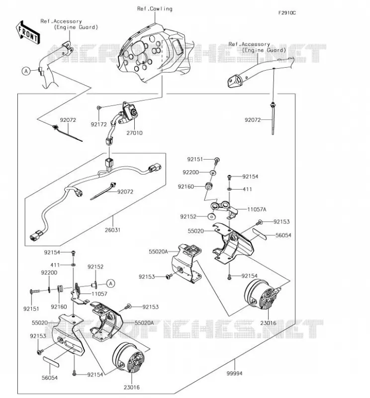 ACCESSOIRE(PHARE ADDITIONEL) Kawasaki MOTOS 300 2018 VERSYS-X 300  KLE300BJF