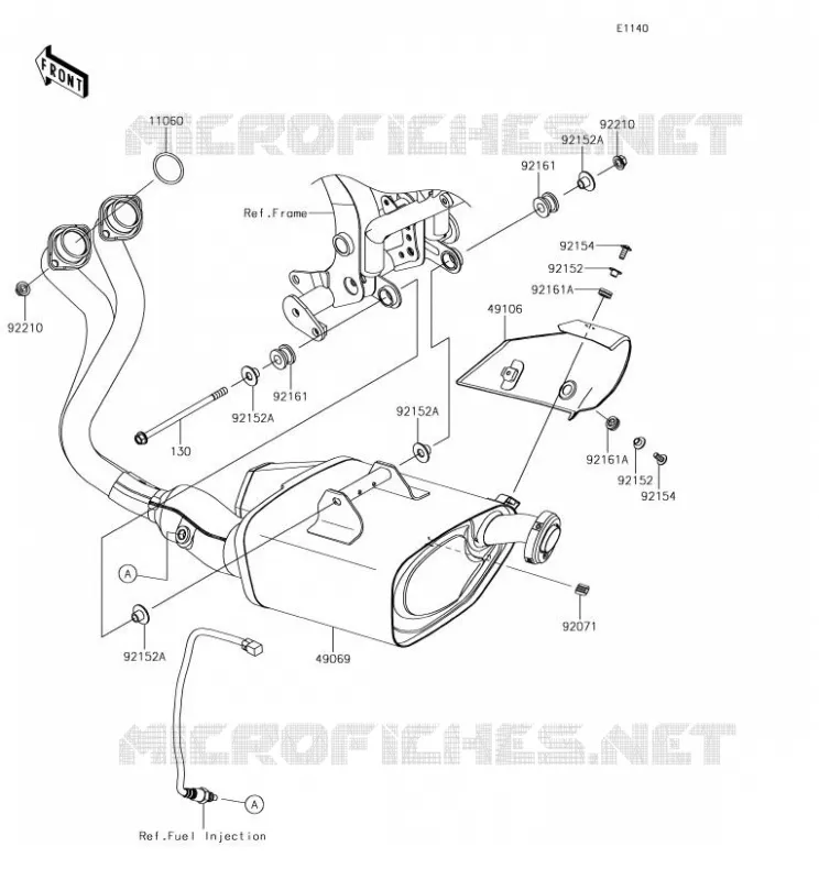 &Eacute;CHAPPEMENT Kawasaki MOTOS 650 2018 Z650  ER650HJF