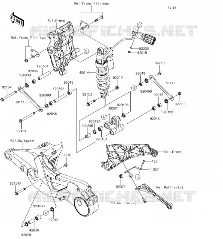 SUSPENSION/AMORTISSEUR Kawasaki MOTOS 1000 2017 NINJA H2  ZX1000XHF