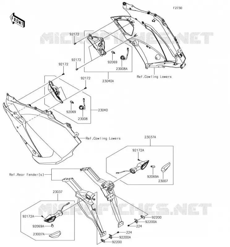 CLIGNOTANTS Kawasaki MOTOS 1000 2018 Z1000SX  ZX1000WJF