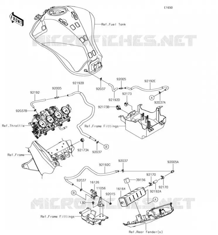 SYSTEME D'EVAPORATION CARBURANT Kawasaki MOTOS 1000 2017 Z1000R  ZR1000JHF