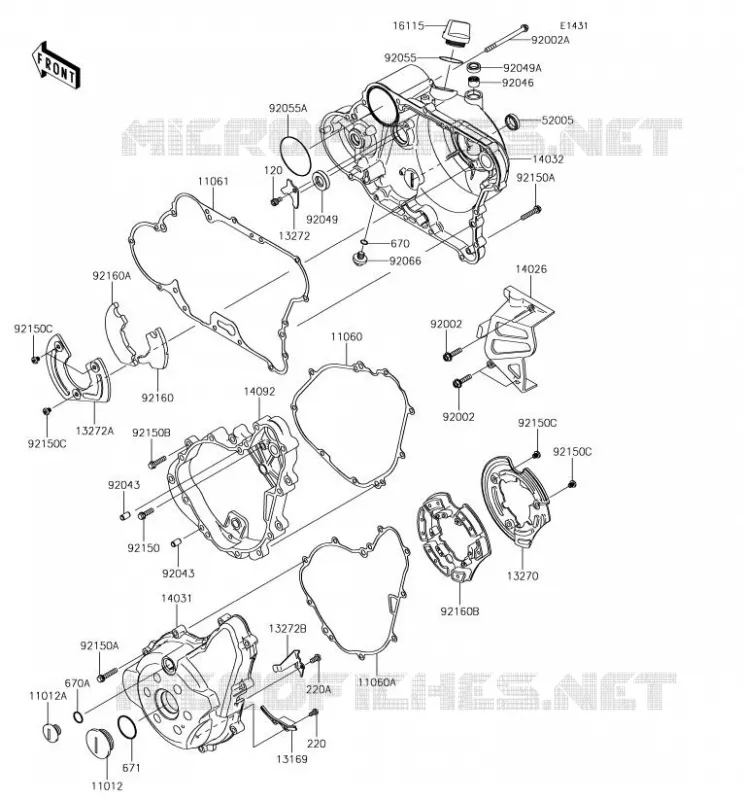 COUVERCLES MOTEUR Kawasaki MOTOS 650 2018 KLR650  KL650EJF