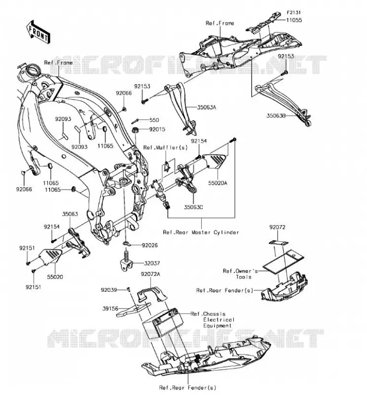 PIECE DE CADRE (COUVERTURE) Kawasaki MOTOS 636 2017 NINJA ZX-6R ABS  ZX636FHF