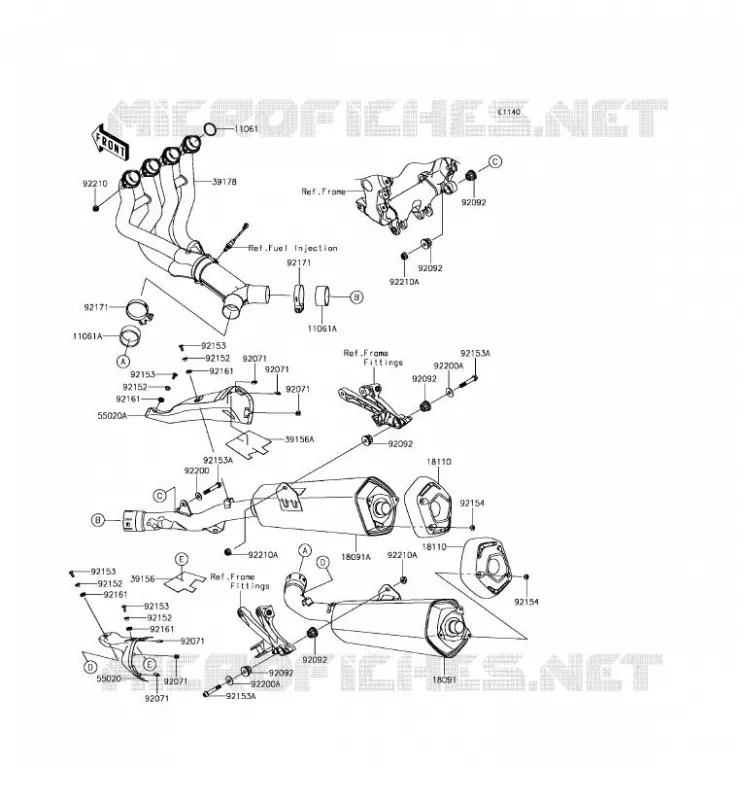 &Eacute;CHAPPEMENT Kawasaki MOTOS 1400 2018 ZZR1400 ABS  ZX1400JJF