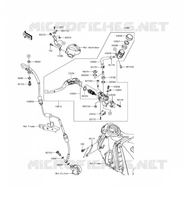 EMBRAYAGE MAITRE CYLINDRE Kawasaki MOTOS 1400 2018 ZZR1400 ABS  ZX1400JJF