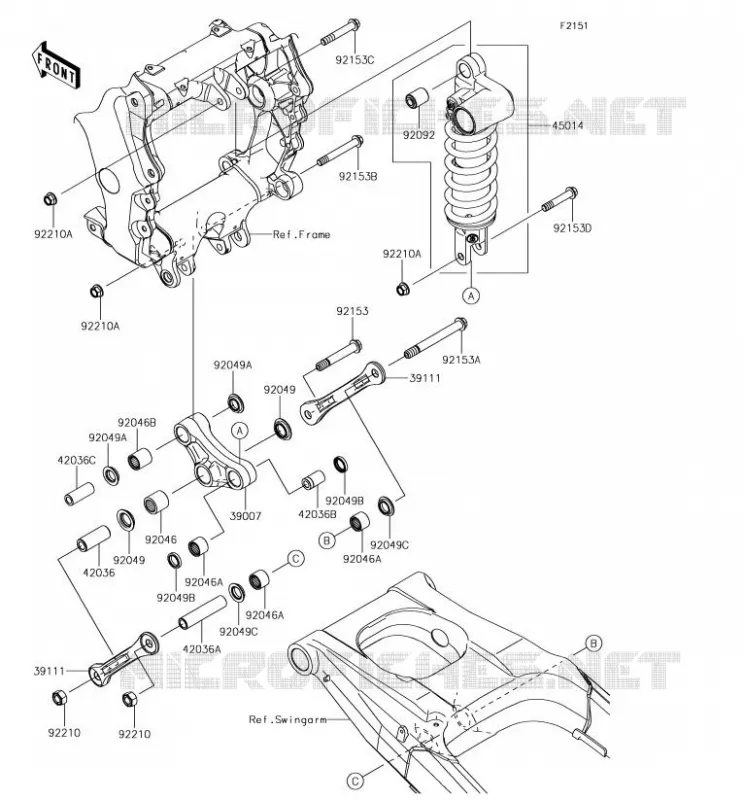 SUSPENSION/AMORTISSEUR Kawasaki MOTOS 1400 2018 ZZR1400 ABS  ZX1400HJF