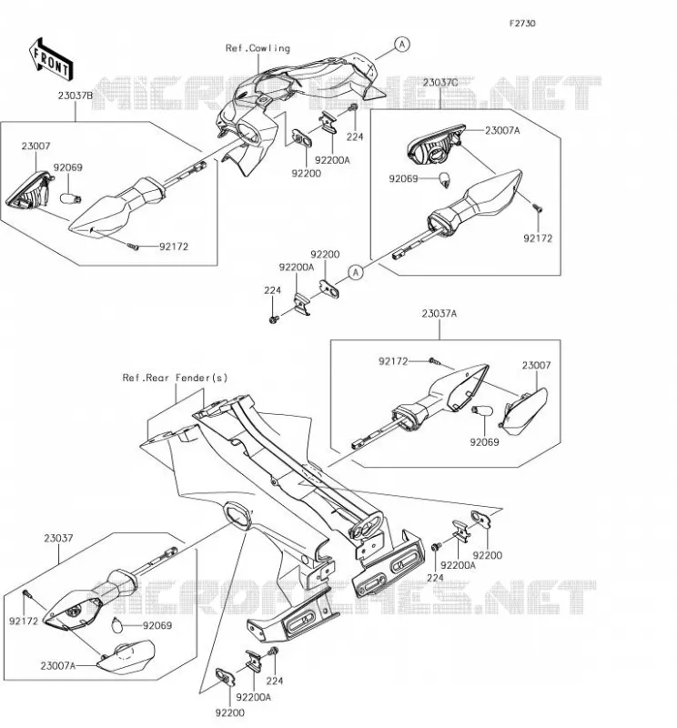 CLIGNOTANTS Kawasaki MOTOS 900 2018 Z900  ZR900DJF